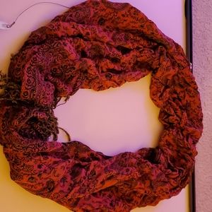 Red patterned fall scarf